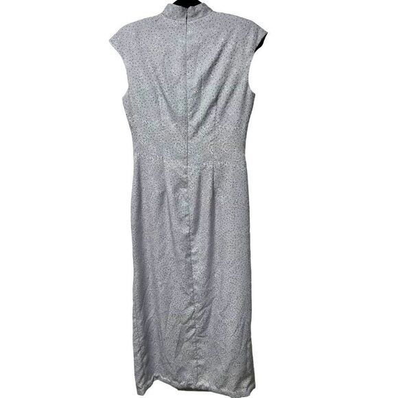 Vintage J.R. Nites by Caliendo Silver Gray Sparkly Formal Midi Dress Cap Sleeve - Picture 5 of 11